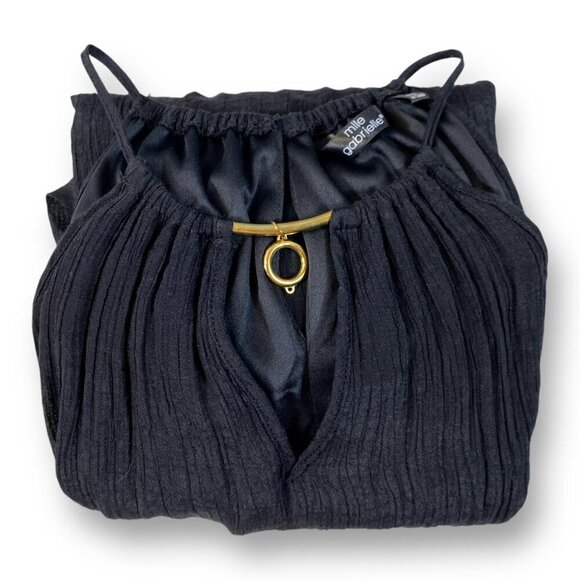 Mlle Gabrielle Maxi Dress Womens Sz L Black Sleeveless Jeweled Strappy Halter - Picture 2 of 12